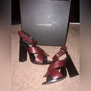 Bottega Veneta Red Sandals with Polished Leather Finish